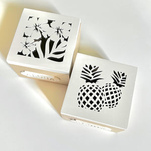 Pineapple and hibiscus wooden boxes