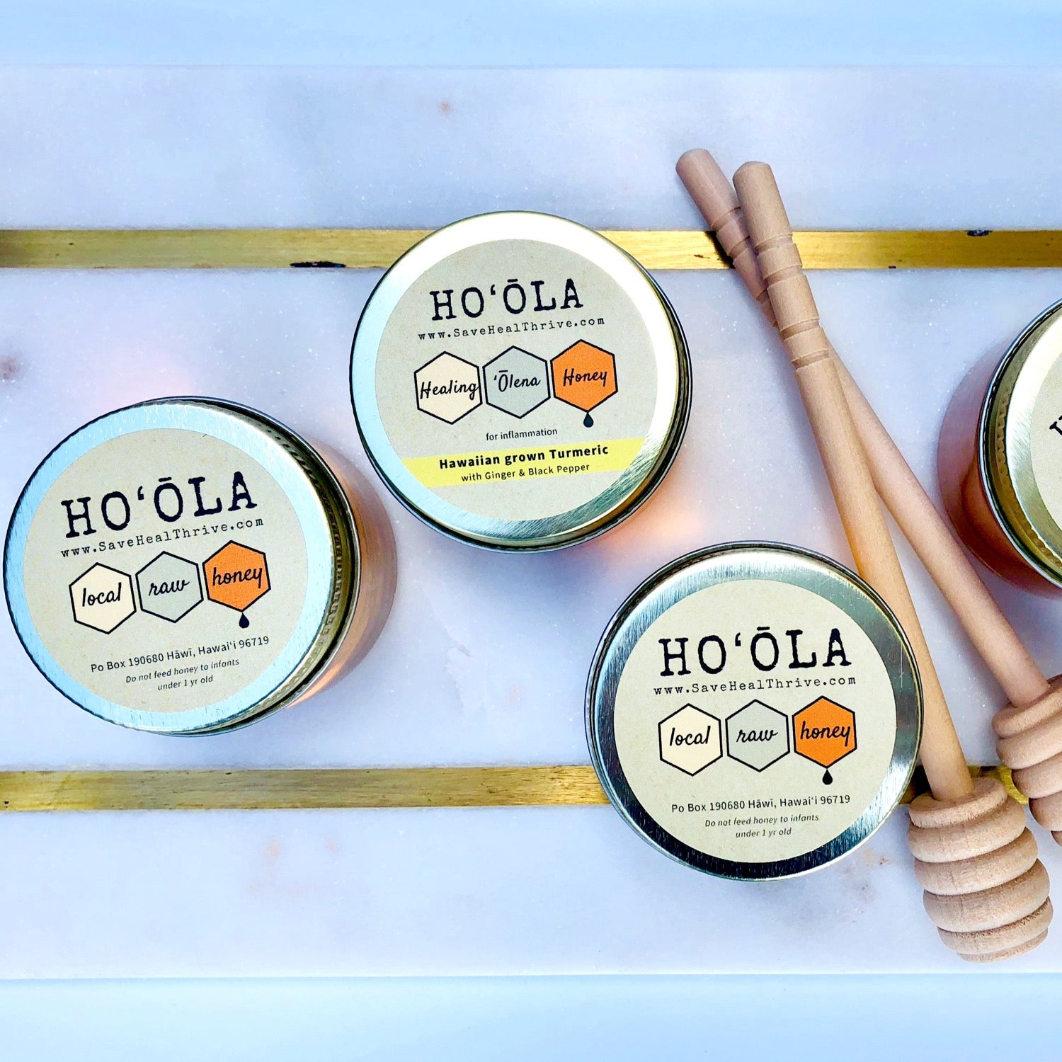 Hoʻōla ʻŌlena Honey with stir stick